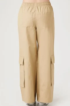 Twill Wide-Leg Cargo Pants