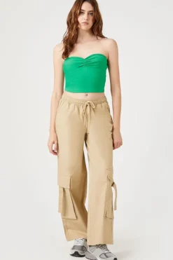 Twill Wide-Leg Cargo Pants