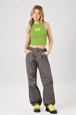 Twill Wide-Leg Cargo Pants