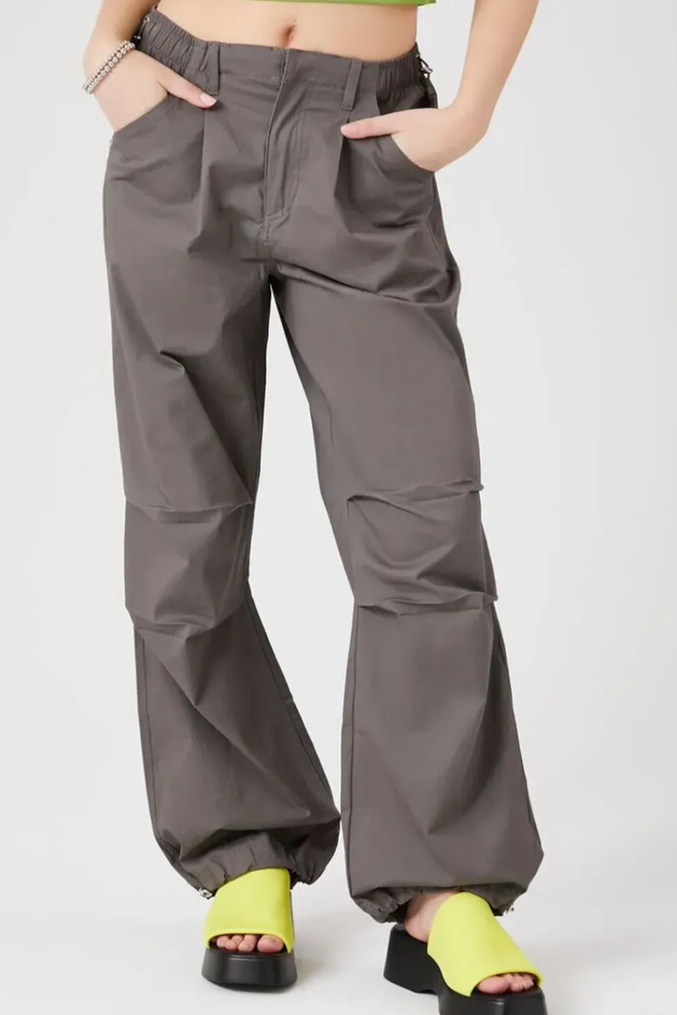 Twill Wide-Leg Cargo Pants