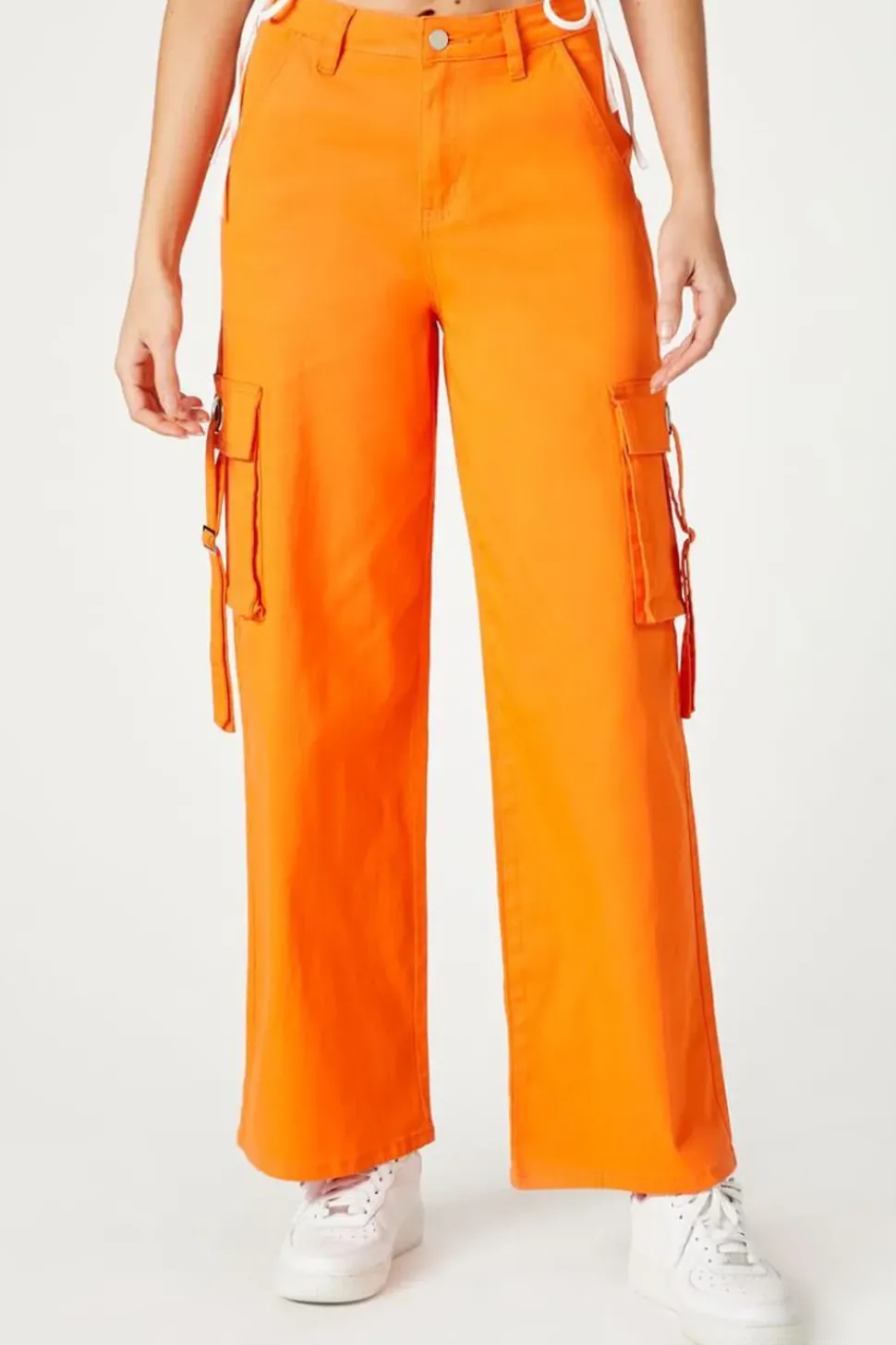 Twill Wide-Leg Utility Cargo Pants