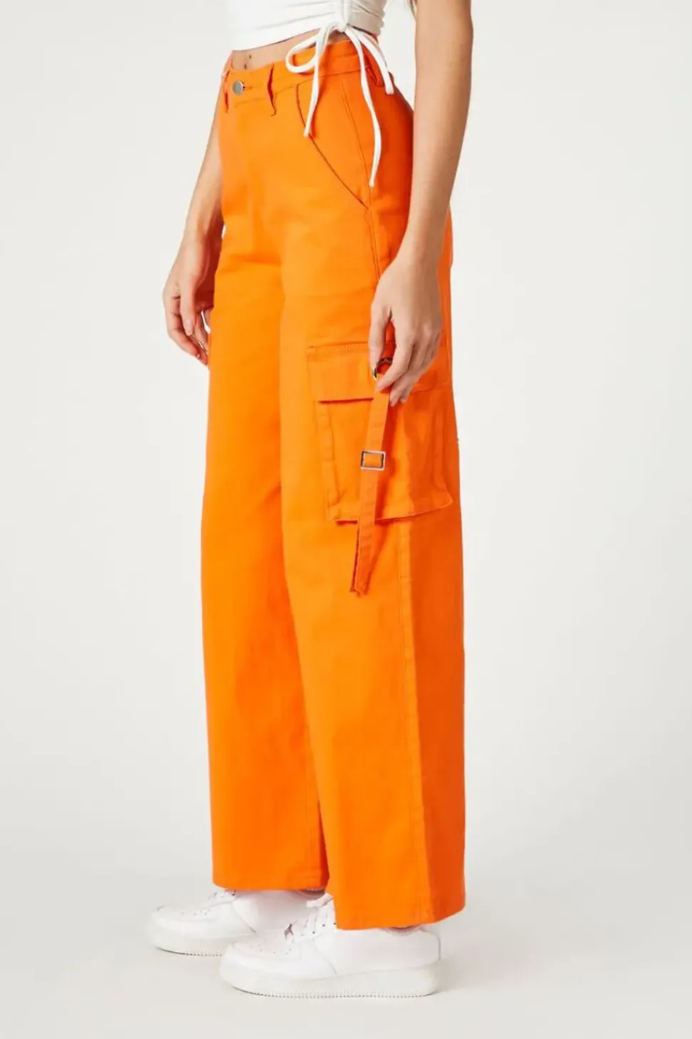 Twill Wide-Leg Utility Cargo Pants