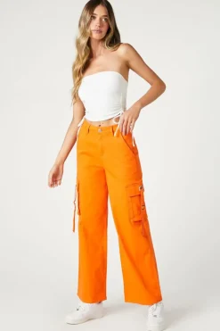 Twill Wide-Leg Utility Cargo Pants
