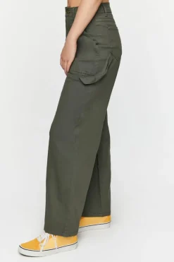 Twill Wide-Leg Utility Pants