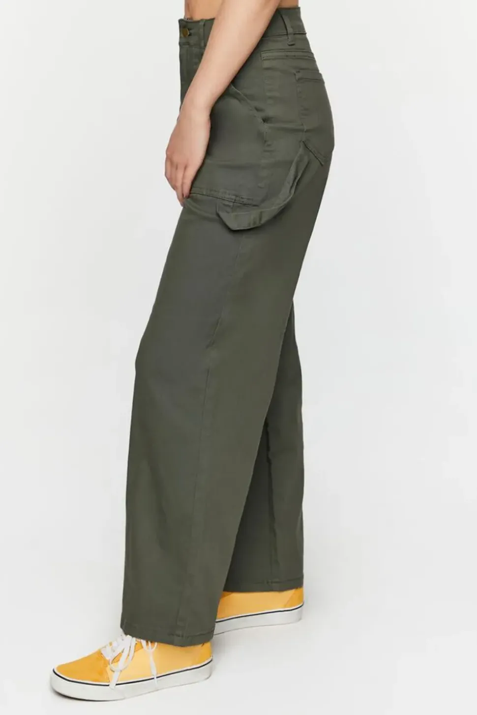 Twill Wide-Leg Utility Pants