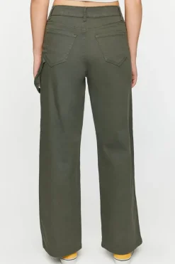 Twill Wide-Leg Utility Pants