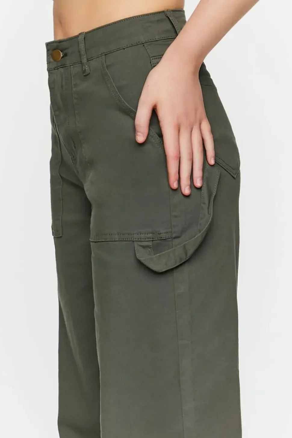 Twill Wide-Leg Utility Pants