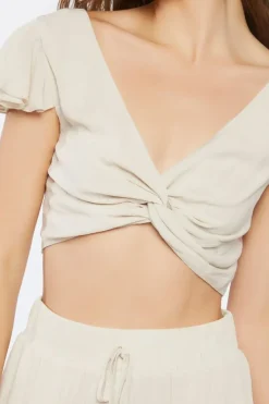 Twisted Crop Top & Slit Pants Set