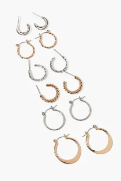 Twisted & Etched Hoop Earring Set