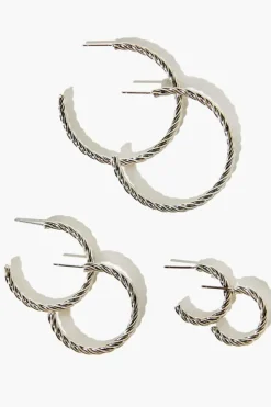 Twisted Open-End Hoop Earring Set