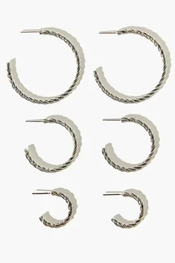 Twisted Open-End Hoop Earring Set