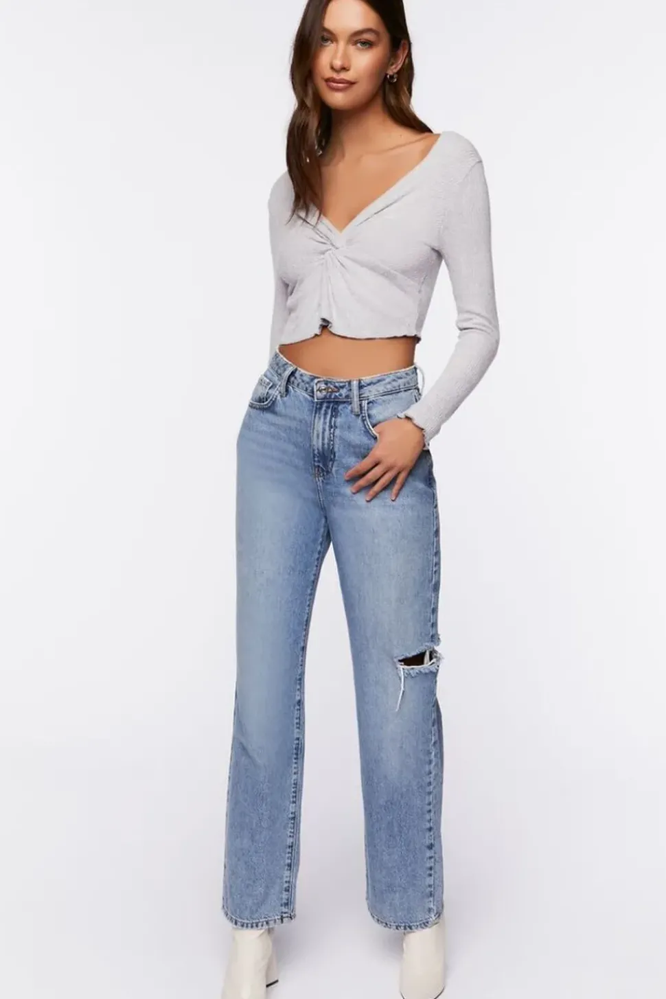 Twisted Split-Hem Crop Top