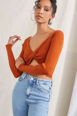 Twisted Sweater-Knit Crop Top