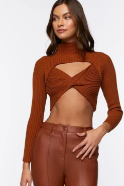 Twist-Front Combo Sweater