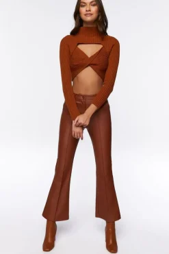 Twist-Front Combo Sweater