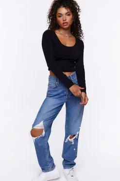 Underbust Long-Sleeve Crop Top