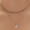 Upcycled Butterfly Charm Layered Necklace