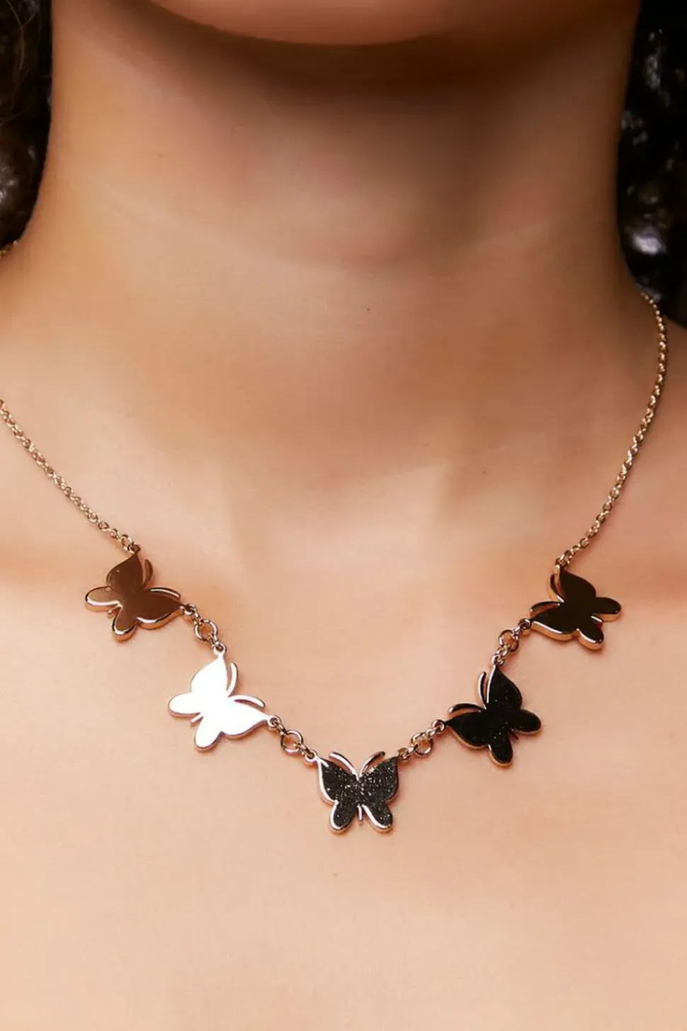 Upcycled Butterfly Charm Necklace