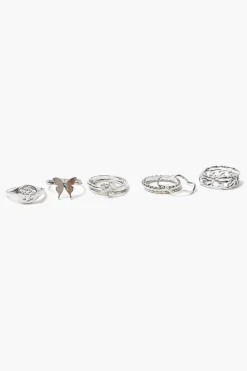 Upcycled Butterfly Charm Ring Set