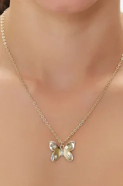 Upcycled Butterfly Pendant Necklace