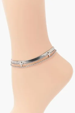 Upcycled Cross Chain Anklet Set