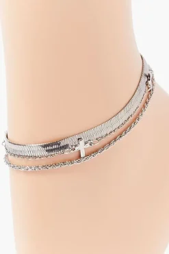 Upcycled Cross Chain Anklet Set