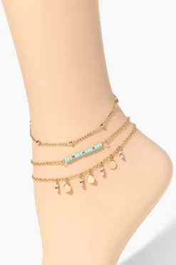 Upcycled Disc Beaded Anklet Set