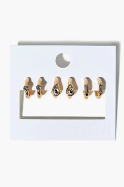 Upcycled Faux Gem Hoop Earring Set