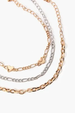 Upcycled Heart Chain Bracelet Set
