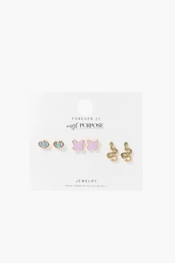 Upcycled Snake Stud Earring Set