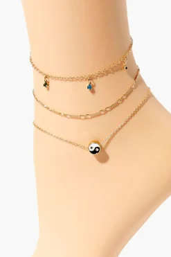 Upcycled Yin Yang Anklet Set