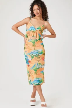 Vacation Postcard Midi Skirt