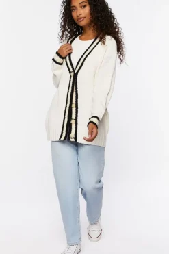 Varsity-Striped Cardigan Sweater