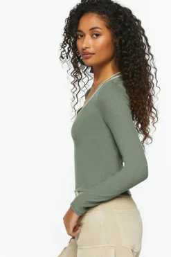 Varsity-Striped Long-Sleeve Top