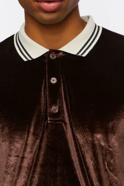 Velour Contrast Striped-Trim Shirt