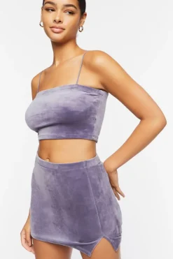 Velour High-Rise Mini Skirt
