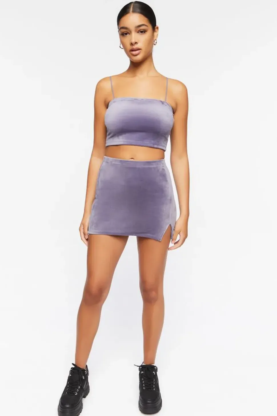 Velour High-Rise Mini Skirt