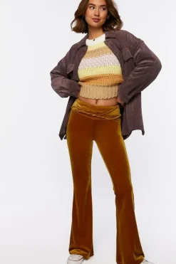Velvet Mid-Rise Flare Pants