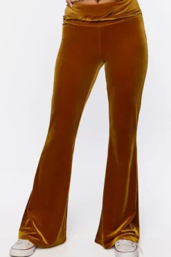 Velvet Mid-Rise Flare Pants