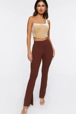 Velvet One-Shoulder Crop Top