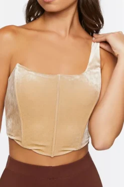 Velvet One-Shoulder Crop Top
