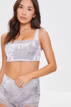 Velvet Ruched-Bum Lace Shorts