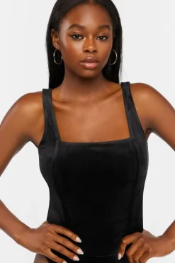 Velvet Square-Neck Bodysuit