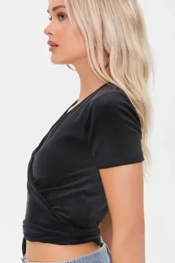 Velvet Wrap Crop Top