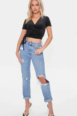 Velvet Wrap Crop Top