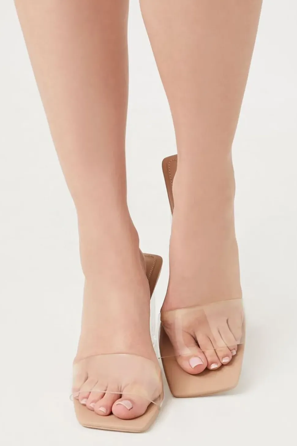 Vinyl Square-Toe Block Heels