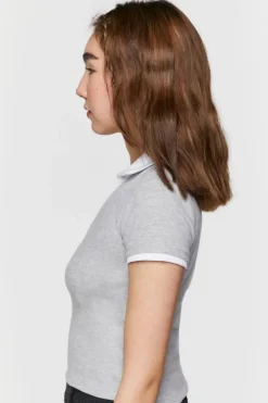 V-Neck Cropped Polo Shirt