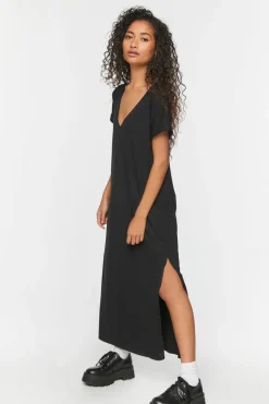 V-Neck Short-Sleeve Maxi Dress