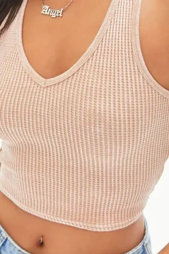 Waffle Knit Cropped Tank Top