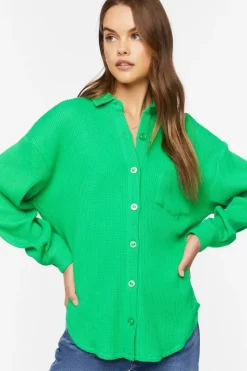 Waffle Knit Drop-Sleeve Shirt